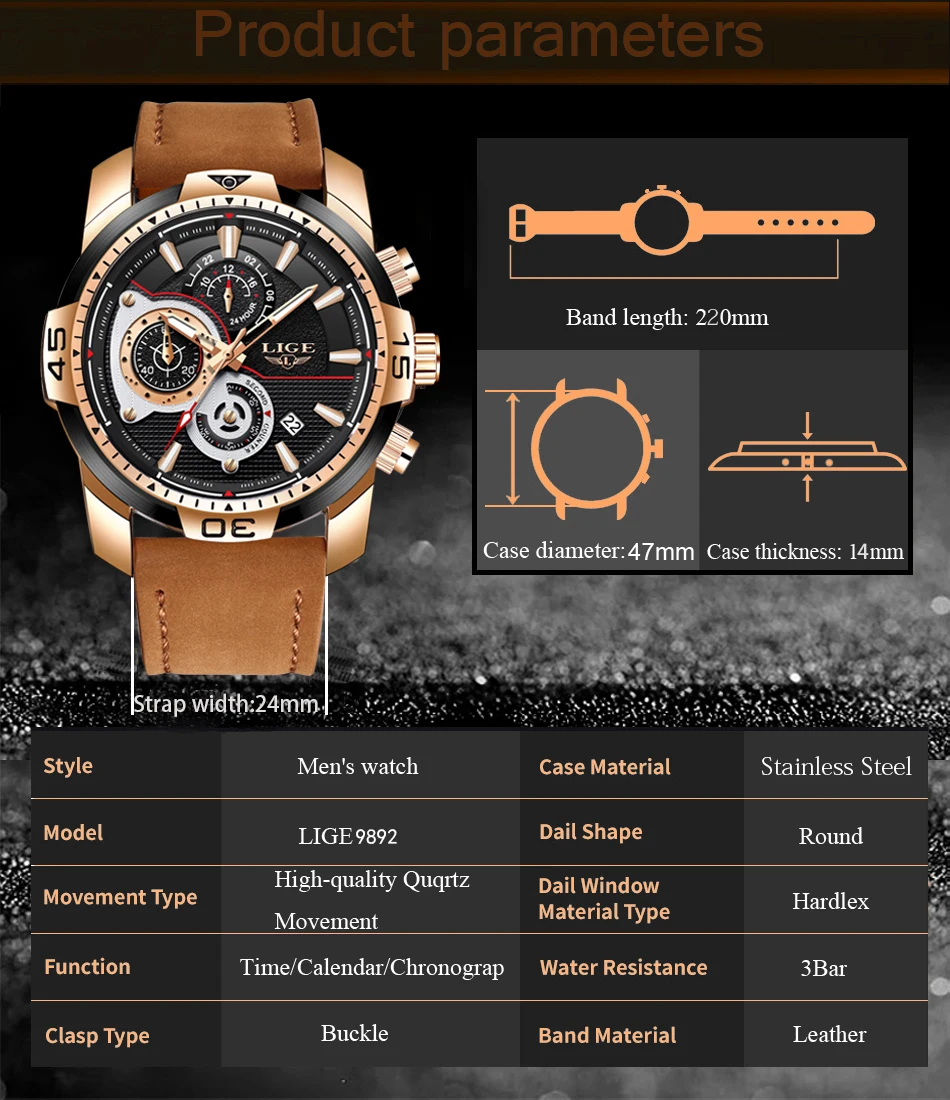Reloje 2018 LIGE Для мужчин часы мужские кожаные автомат кварцевые часы Для мужчин s Элитный бренд Водонепроницаемый спортивные часы Relogio Masculino