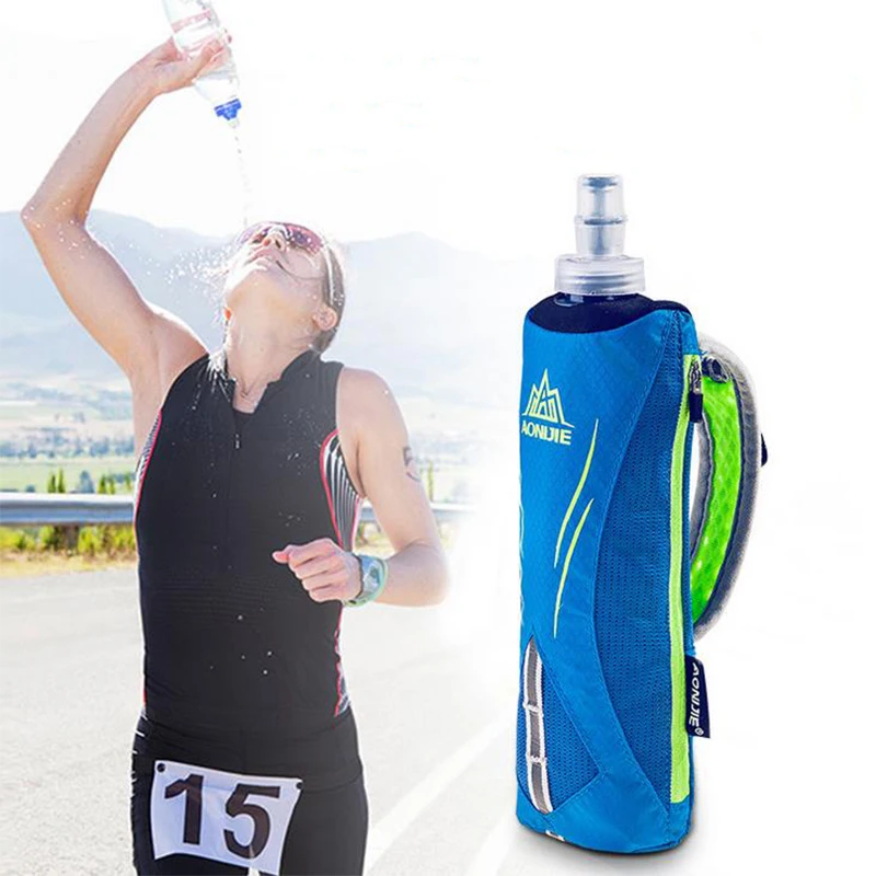 AONIJIE corriendo tetera Paquete de deportes al aire libre bolso de la botella de agua de los hombres ciclismo Running de tetera bolsa con 500 ml de agua frasco