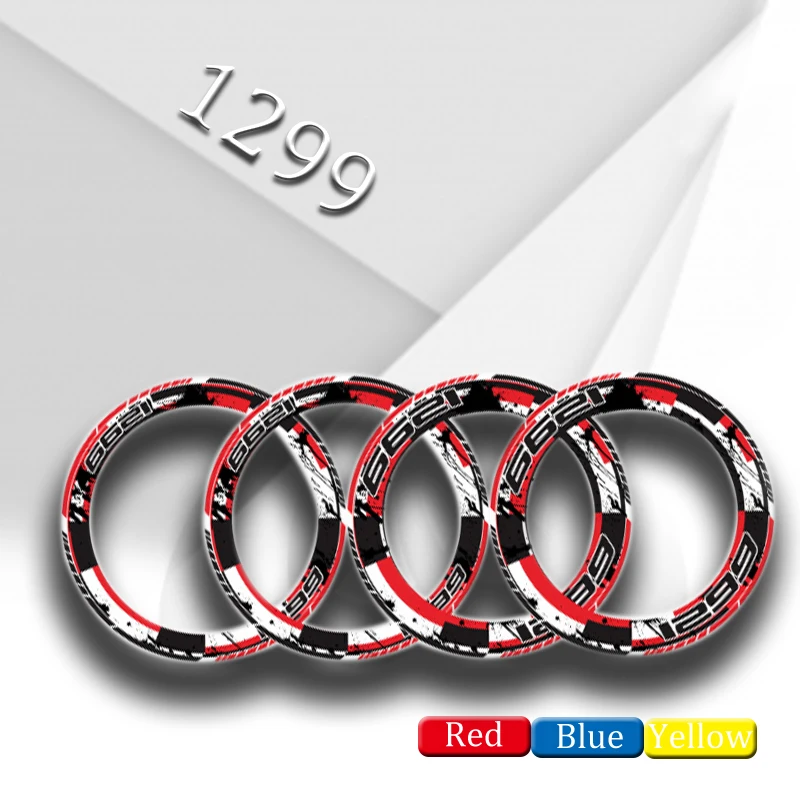 

4 X Thick Edge Outer Rim Sticker Stripe Wheel reflective Decals Fit DUCATI 1299