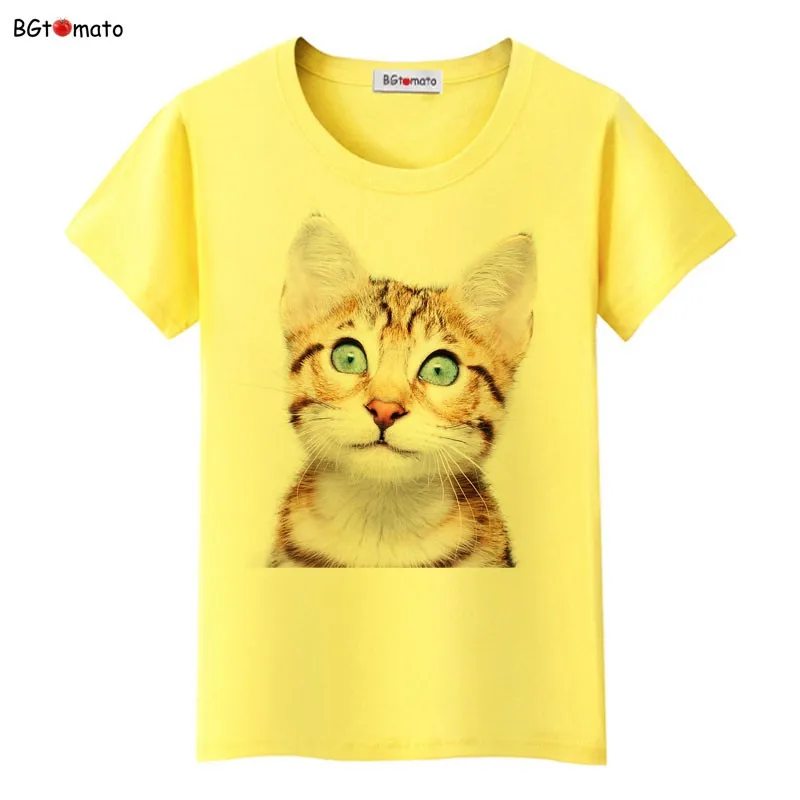 BGtomato, супер милая футболка с 3D котами, Женская милая крутая летняя одежда, хорошее качество, удобные топы, повседневные футболки, брендовые рубашки