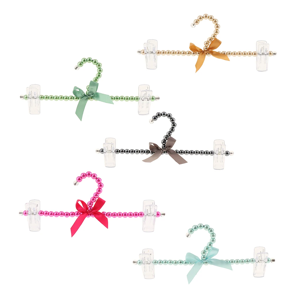 5 Pieces Plastic Pearl Clothes Hangers Five Colors Bowknot Space Saver For Kids Pets
