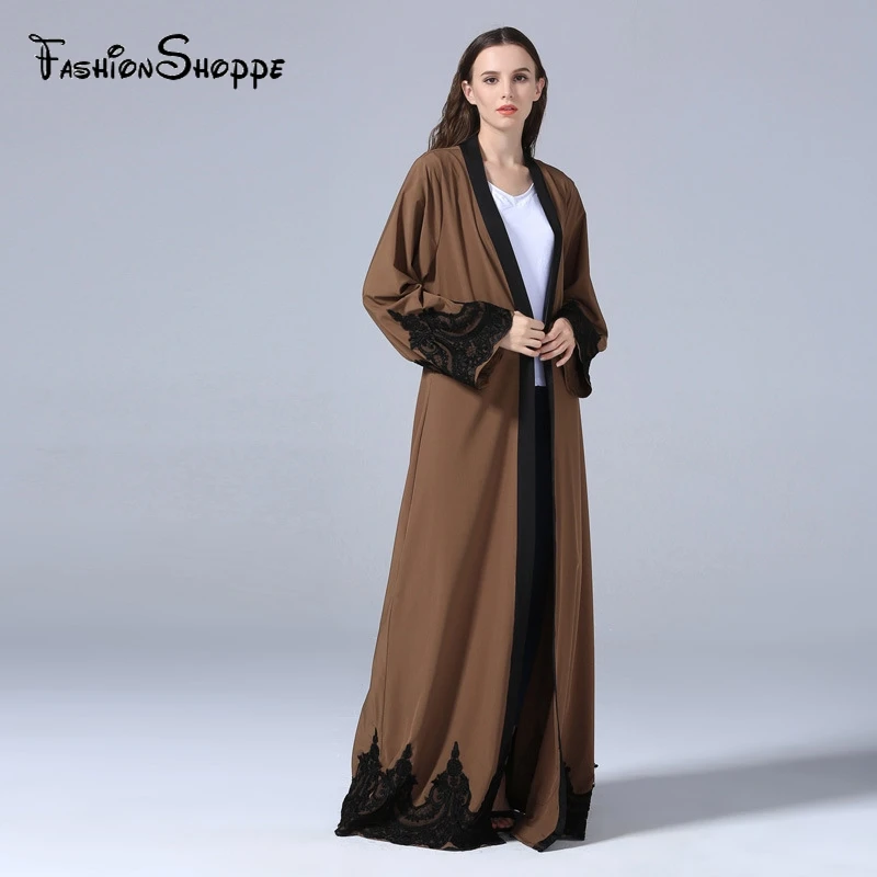 Мусульманское арабское Открытое платье кружевной кардиган Jubah длинный халат