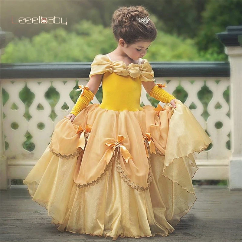 

YoYoBaby Girls Princess Belle Dress up Clothes Sleeveless Beauty and The Beast Party Cosplay Costume Children Birthday Ball Gown