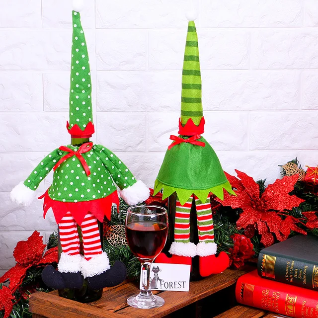 1pcs wine bottle bags christmas table decoration christmas elf suit home party wine champagne wine - Decorated Christmas Tables Parties 1pcs wine bottle bags christmas table decoration christmas elf suit home party wine champagne wine - Decorated Christmas Tables Parties