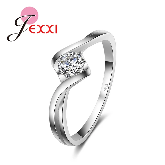 JEXXI 100% S90 Silver Ring Jewelry Have S925 Stamp With High Quality CZ Zircon W JEXXI 100% S90 Silver Ring Jewelry Have S925 Stamp With High Quality CZ Zircon W