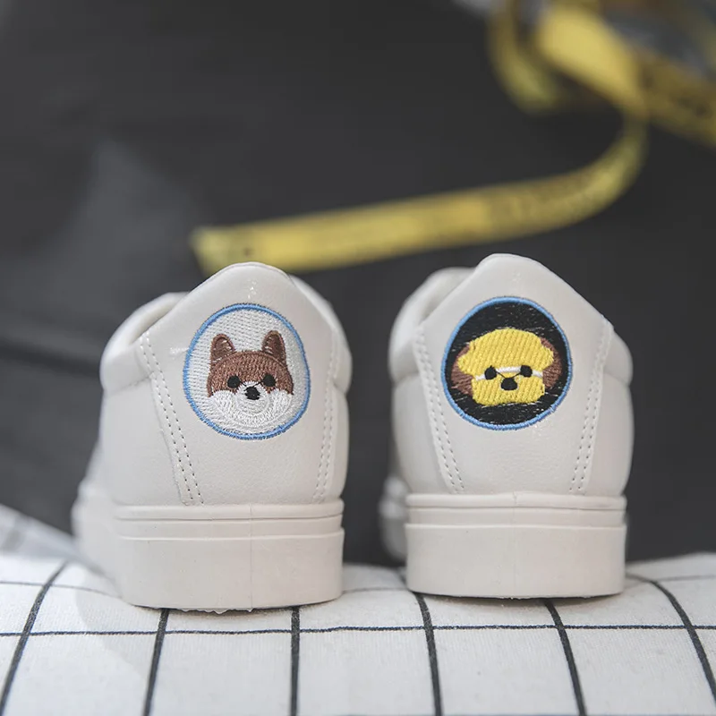 

Fashion Women Sneakers Dog Canvas Shoes Lace- Sneaker PU Leather Shoes Printing Casual Shoes Woman Flats zapatos mujer