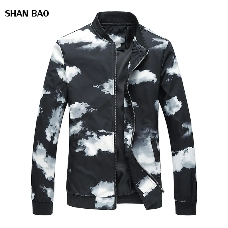 Men's Jacket 2018 Autumn New Fashion Slim Cloud Printed Jacket Men Trend Clothing Mens Jackets And Coats Plus Size 6XL
