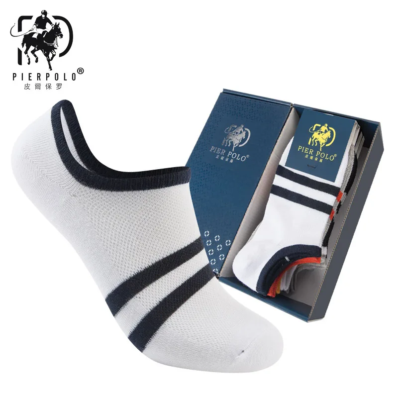 Мужские хлопковые носки PIERPOLO летние короткие в полоску meias 2019|men's socks short|striped mensmen