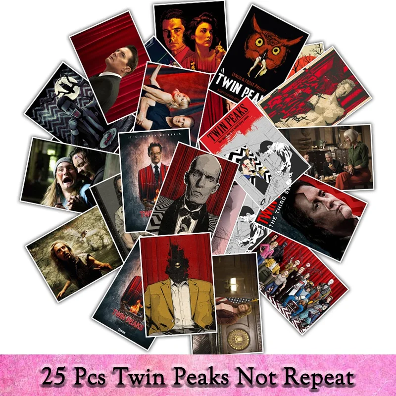 

25Pcs/a lot Classic TV Series Twin Peaks DIY Stickers Waterproof not repeat decals for Laptop Fridge Luggage Guitar Toy Sticker