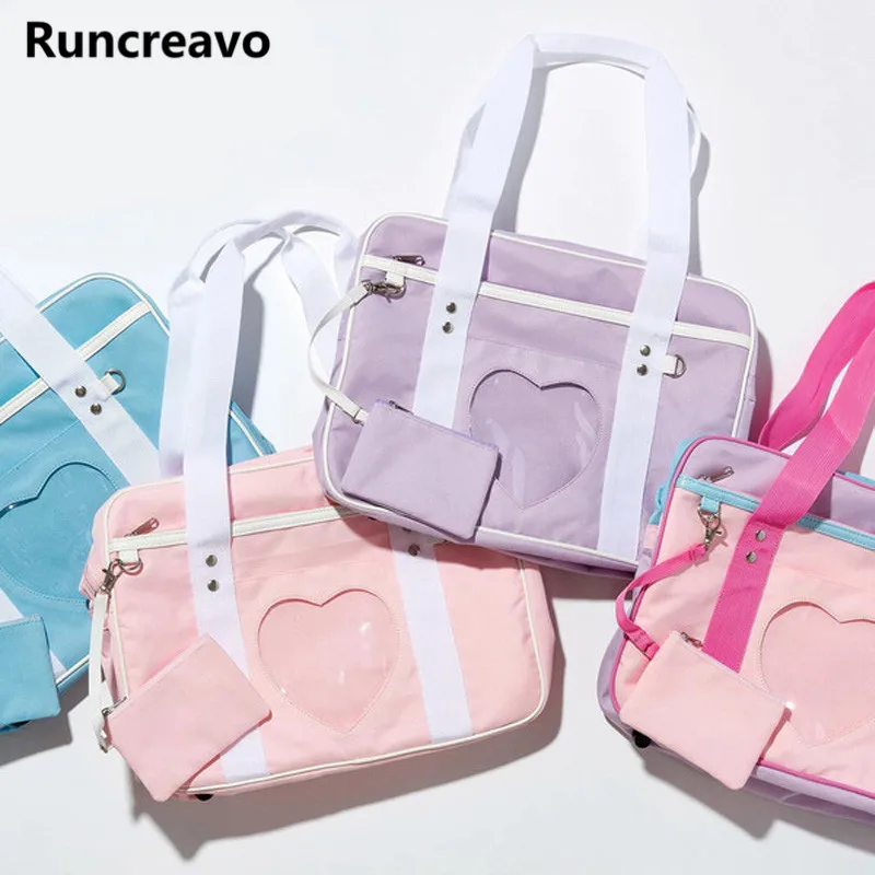 

2019 New Ita Bag Japanese Heart Wego Window School Bag Girl Pink JK Uniform Handbag Shoulder Bag Tote Bag Lolita Cosplayer