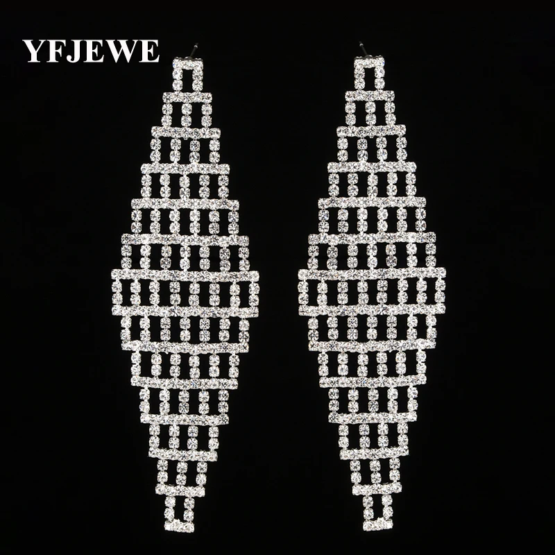 

YFJEWE Full Crystal Dangle Earrings For Women Wedding Party Bridal Accessories Trendy Gold Color Jewelry Holiday Earrings E422