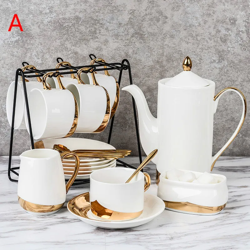 

Coffee pot coffee cup, European coffee cup, ceramic small luxury gold elegant English afternoon tea cup, tea set, 6 sets.
