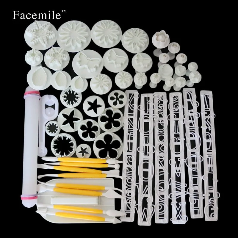 53 PCS/SET Fondant Cake Mold Set Food Grade Plastic Fondant Plunger