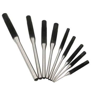 

9Pcs Steel Multi Size Round Head Pins Punch Set Grip Roll Pins Punch Tool Kit Professional Hollow End Starter Punch Chisel kit