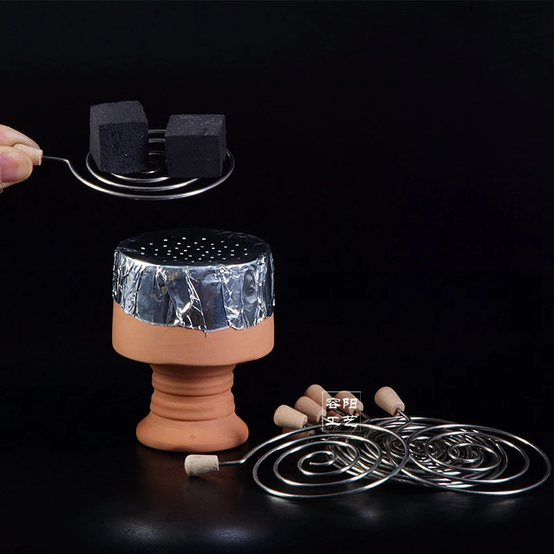 Hookah Accessories Coal Burner Metal Hookah Charcoal Burner Wood Handle Shisha Sheesha Water Pipe Narguile Chicha Hookah Charcoal Holder Bowl