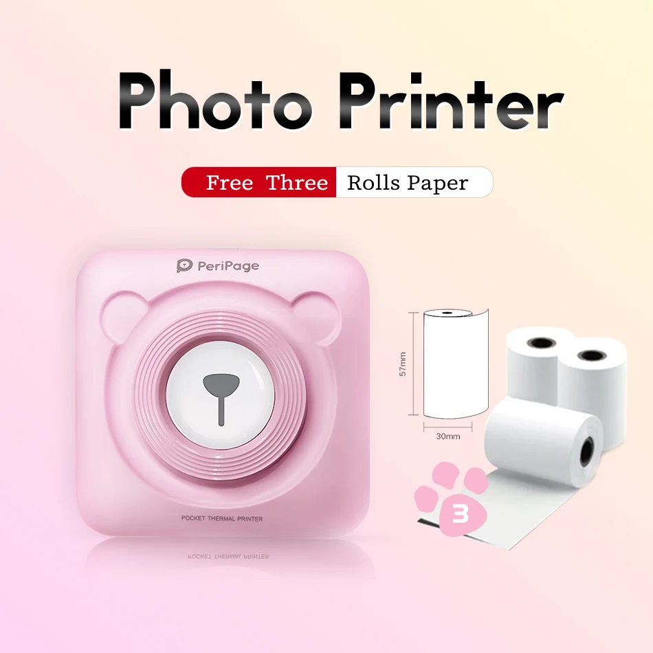 PeriPage Mini Protable Thermal Printer Paper Photo Pocket Thermal Printer 58mm Printing Wireless