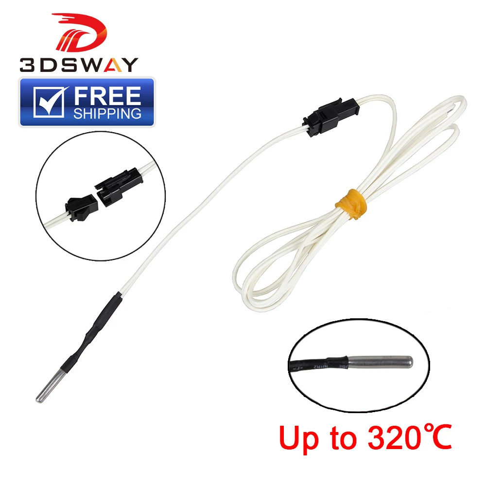 

3DSWAY 3D Printer Parts HT-NTC100K Thermistor Temperature Sensor Wire B3950 Sensor Cable for High Temperature Print Hotend Kit