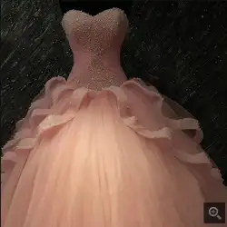 Фактический Изображения Коралл Quinceanera Платья Vestidos Де 15 Anos Жемчуг тюль кружева sweet 16 платье дешевые пром бальные платья 2016 свадебные платья