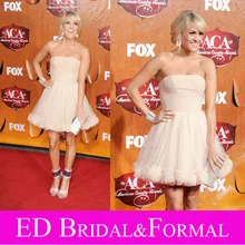 Carrie Underwood Kleid bei American Country Awards Roter Teppich Tüll Champagne Kurze Promi Cocktail Abschlussball-partei-kleid
