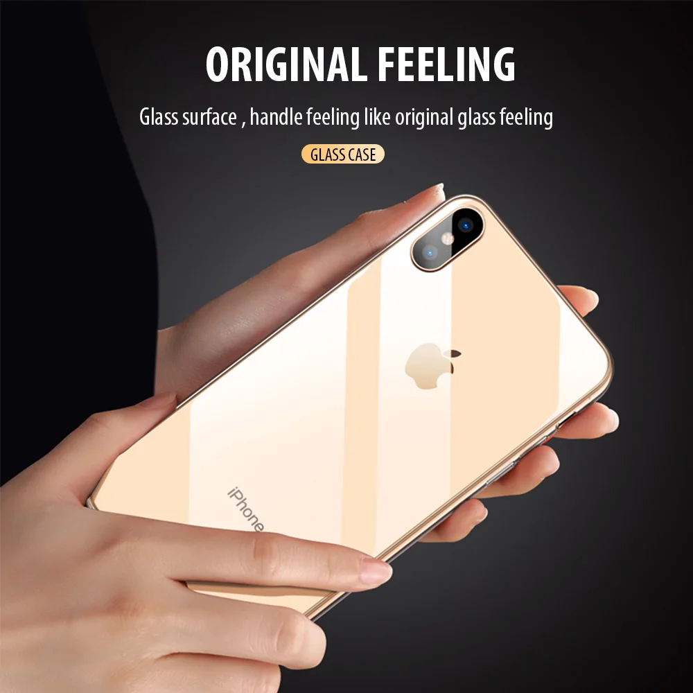 Прозрачный стеклянный чехол HD для телефона iPhone X XS 11 Pro Max полностью прозрачные