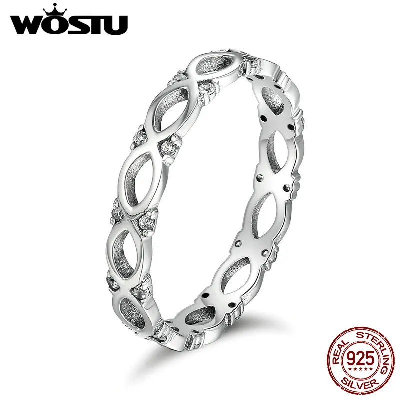 

WOSTU Hot Sale 100% 925 Sterling Silver Our Forever Stackable Rings For Women Wedding Engagement Jewelry Fine Gift CQR098
