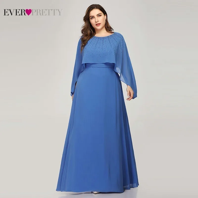US $36.60 Plus Size Blue Evening Dresses Ever Pretty Ez07947bl ALine ONeck BatWing Sleeve Elegant Formal Party Dresses Robe De Soiree