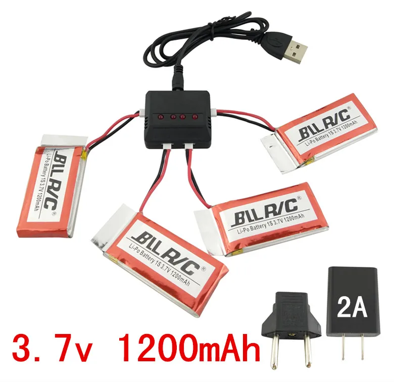

BLLRC four-axis aircraft parts SYMA X5C X5SC X5SW remote control helicopter 5PCS 3.7V 1200mah battery and 4-in-1 charger