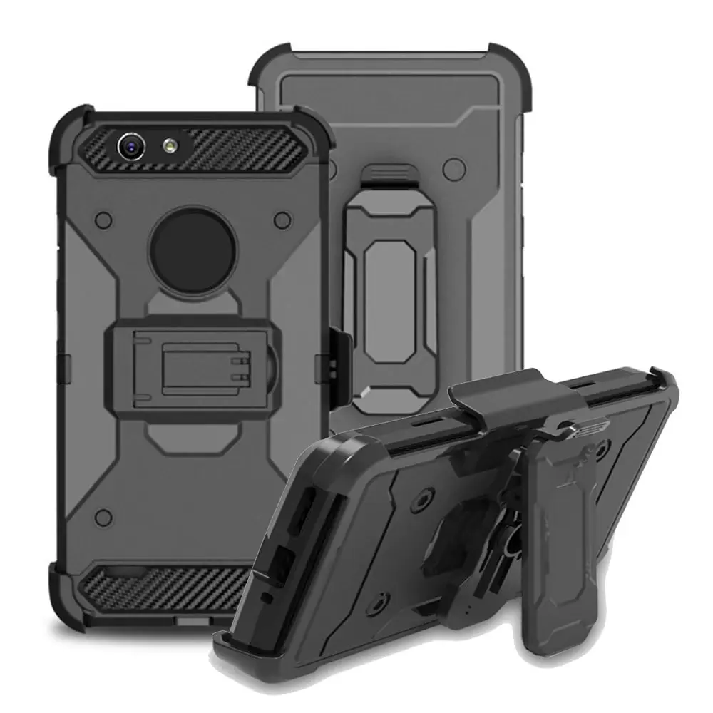 Hybrid Rugged 3 in 1 PC TPU Kickstand Belt Clip Robot Defender case for