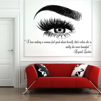 

Eyelashes Lashes Eyebrows Brows Beauty Salon Decor Wall Decal Sticker Eye Quote Make Up fashion decals Removable J943