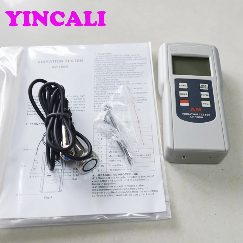  Portable Vibration Tester Meter AV-160A Digital Vibration Detector With Vibration Acceleration Velo