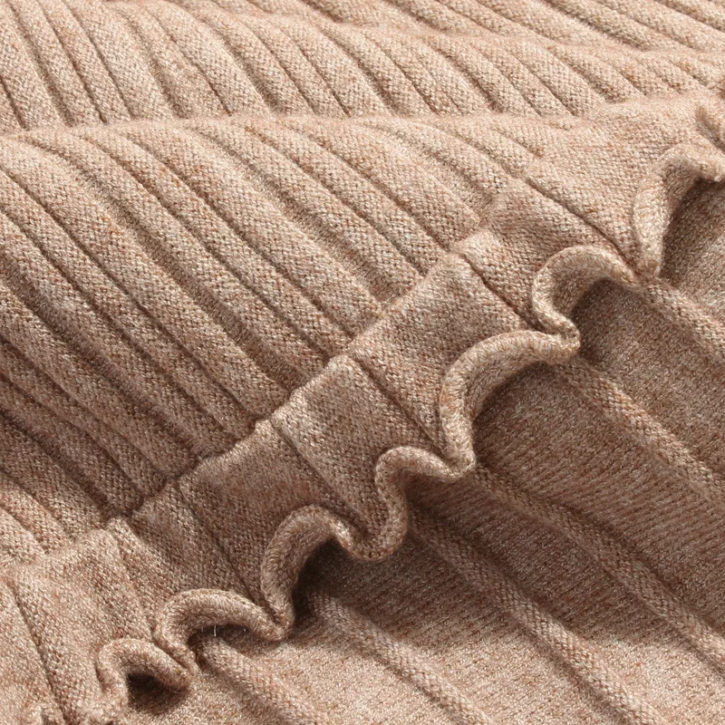Осенне-зимняя кашемировая вязаная элегантная длинная юбка трапециевидной формы с высокой талией в стиле бохо с оборками до середины икры