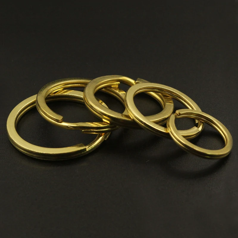 

5pcs Solid Brass Split Rings Double Loop Keyring Bag Hook Connector Keychain Keys Holder 15-38mm DIY for Leather Craft Hardware