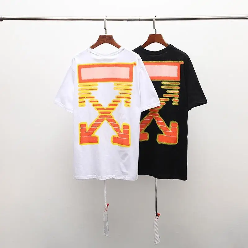 OFF-WHITE Orange Scan Line OW Мужская футболка с коротким рукавом