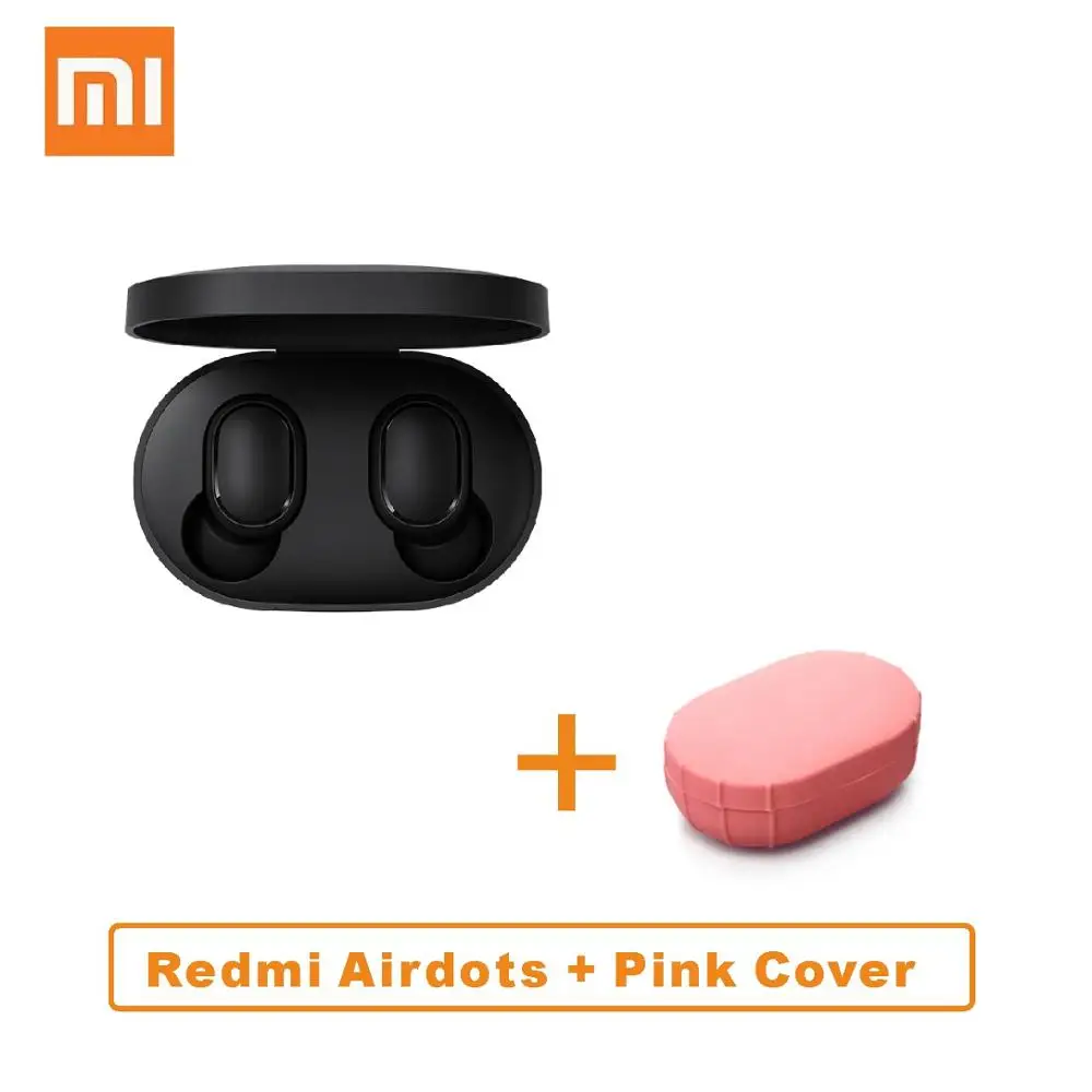 CN Add Pink Cover Xiaomi Redmi Airdots TWS Bluetooth наушники стерео бас BT 5,0 Eeadphones с микрофоном Handsfree наушники AI управление IPX4 - Цвет: CN Add Pink Cover