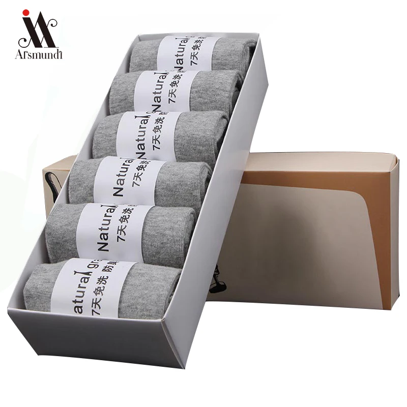 High Quality Casual Men's Business Socks For Men Cotton Brand Sneaker Socks Quick Drying Black White Long Sock 6 Pairs