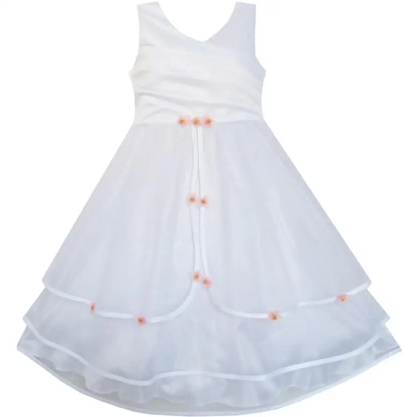 

Girls Dress Flower Tulle Wedding Bridesmaid Pageant Kids 2018 Summer Princess Party Dresses Children Clothes Size 7-14 Sundress