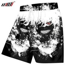 UJWI человек Кен канеки 3D печатных мультфильм Токийский Гуль пляжные шорты Kawaii Япония Классический Аниме мужские спандекс повседневные шорты 5XL