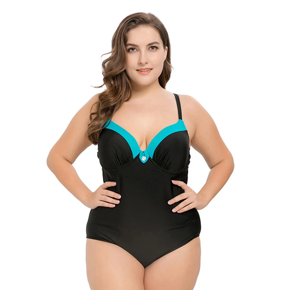 New Summer Hot Swimwear Women One-piece Swimsuit Solid Bathing Suit Beach Wear Monokini Maillot De Bain For Ladies Plus Size 5XL