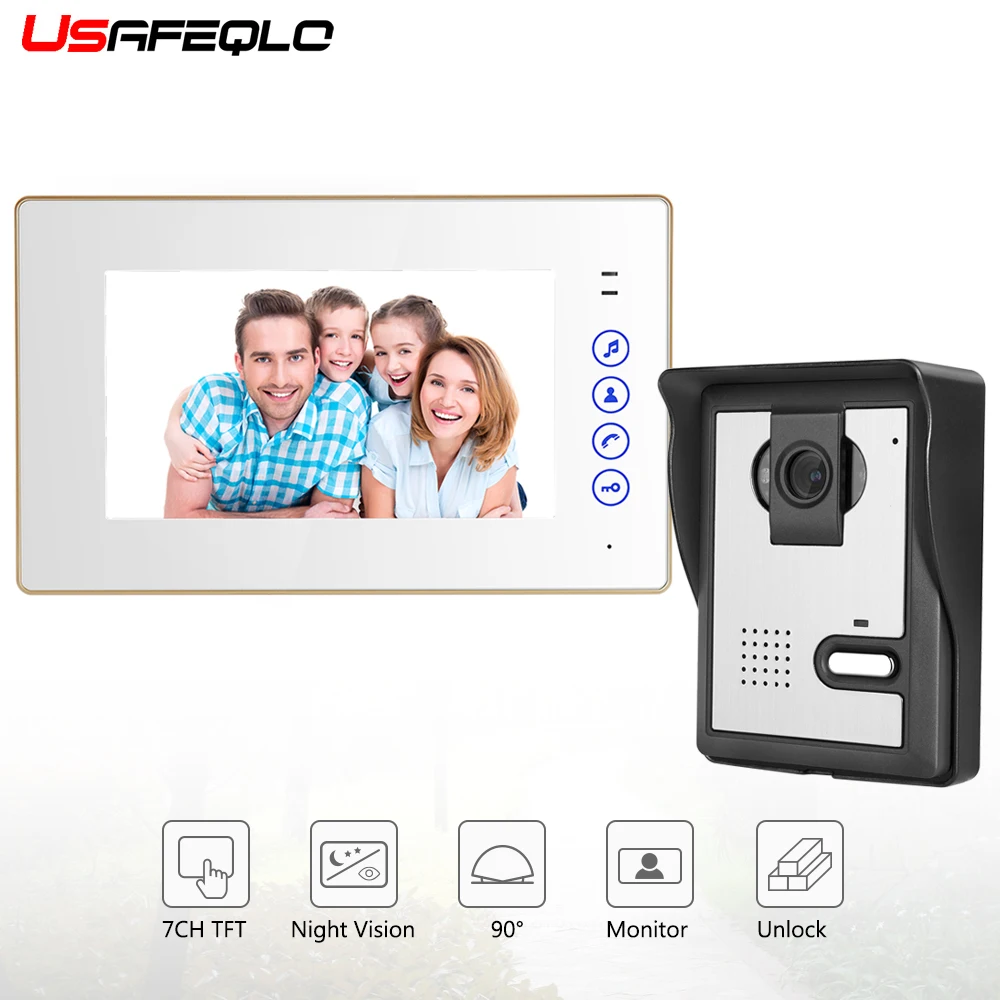 USAFEQLO 7 &quotцветной ЖК проводной видеодомофон для двери ночного видения 700TVL камера