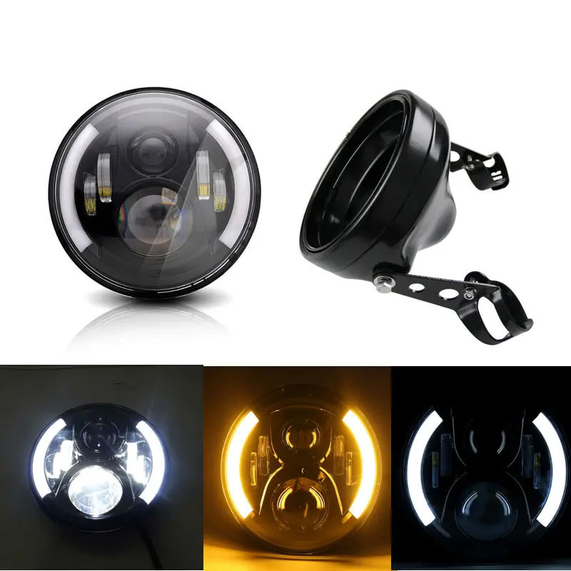 7inch led headlight with halo ring+housing bucket