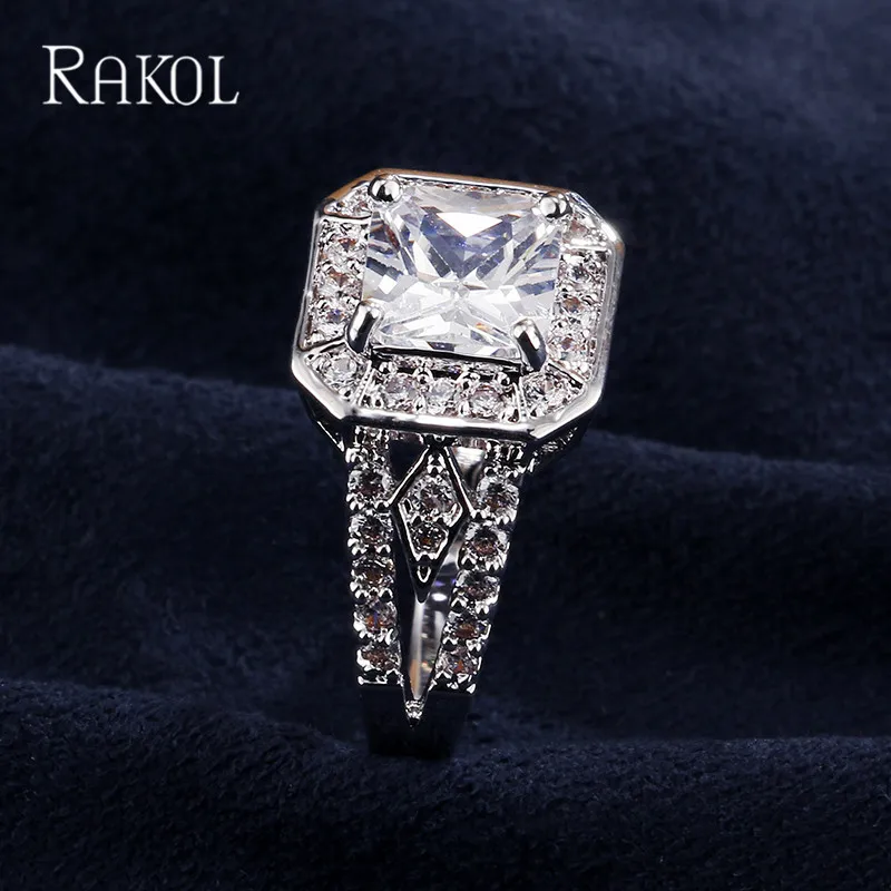 RAKOL Простые Модные кольца круглой формы с кубическим цирконием для невесты