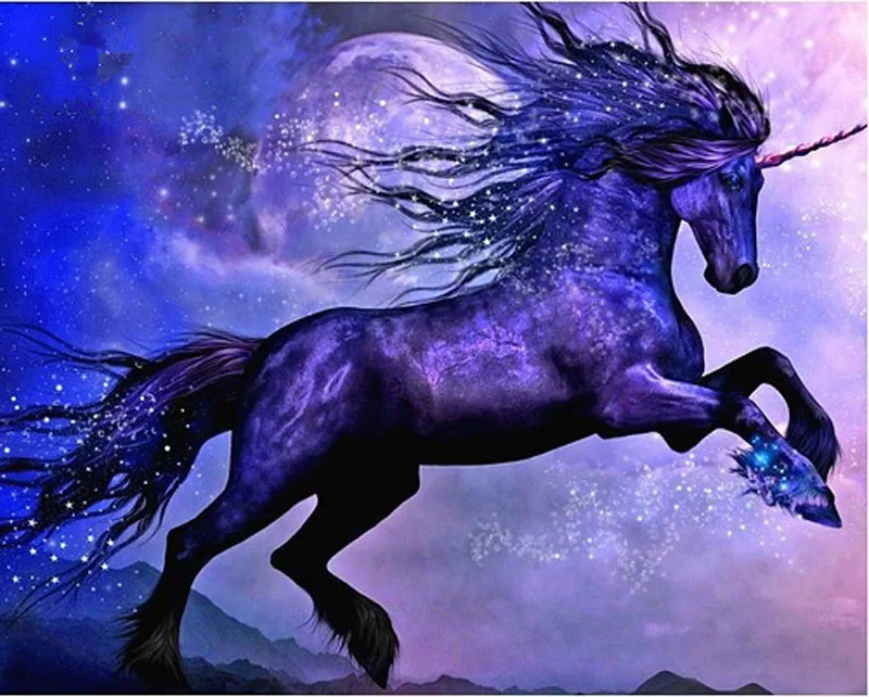 

Diy Diamond Painting Purple Unicorn Needlework round Cross Stitch Embroidery Crystal Resinstone Mosaic Handicraft