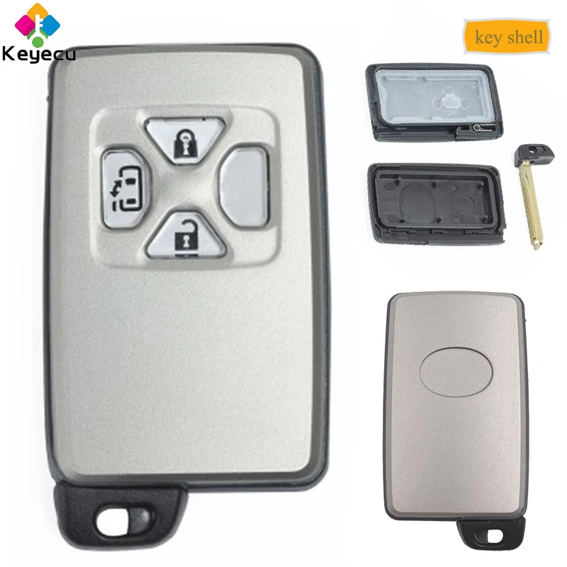 

KEYECU Replacement Smart Card Remote Control Car Key Shell Case Housing With 3 Buttons - FOB for Toyota Estima Alphard Vellflire