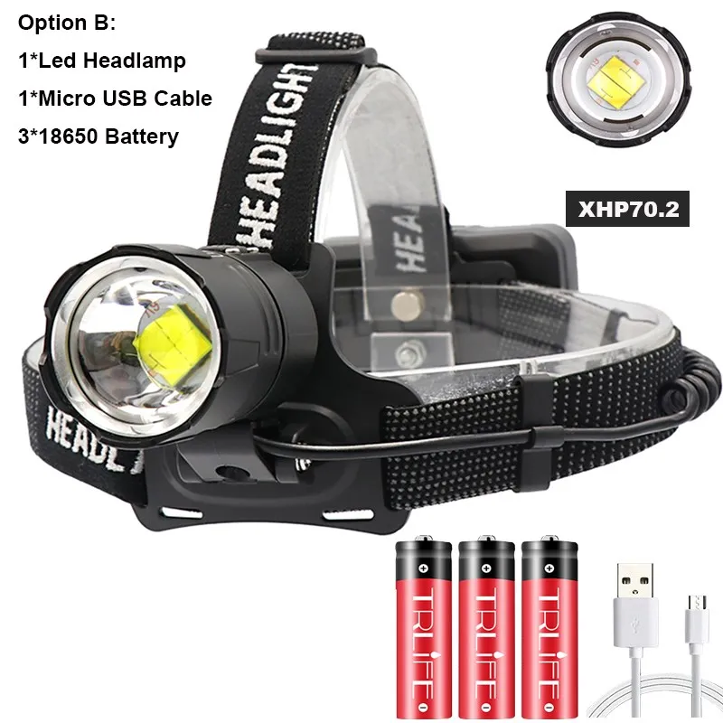 Xlamp XHP70.2 Led Headlamp USB Rechargeable XHP50 Headlight Super Bright for Hunting Cycling Lamp Waterproof Use 3*18650 - Испускаемый цвет: K16