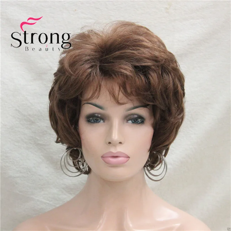 L-427B #30fashion medium auburn short curly synthetic women's wigs full wig for everyday (1)