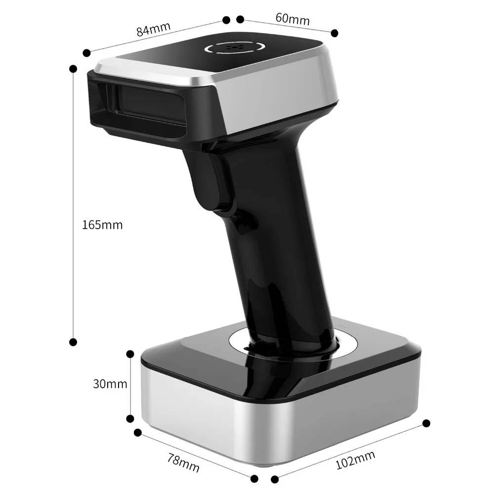 Symcode 1D 2D ماسح الرمز الشريطي بتقنية bluetooth اللاسلكية ، PDF 417 ، مصفوفة البيانات ، QR كود قارئ ، 30-100 متر اللاسلكية نقل المسافة