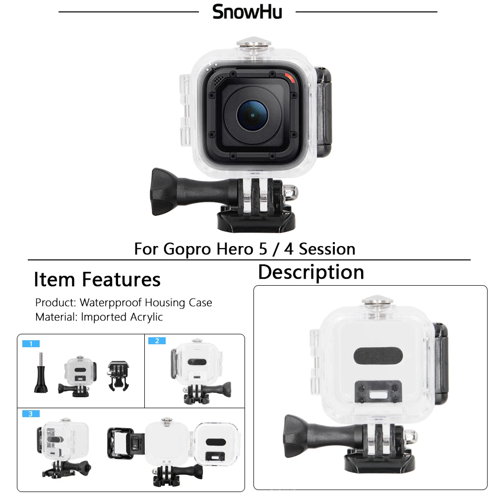 SnowHu для Gopro hero 5/4 sessio Комплект Штатив 3 Way монопод для спортивной экшн-камеры Go pro hero 5 Session 4 сеанс экшн Камера GS70
