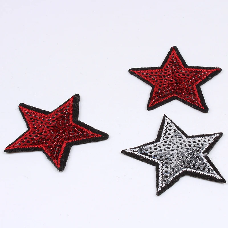 10pcs//lot Sequined Star Patch Glitter Accessory Badge Pants Jeans Coats On Iron
