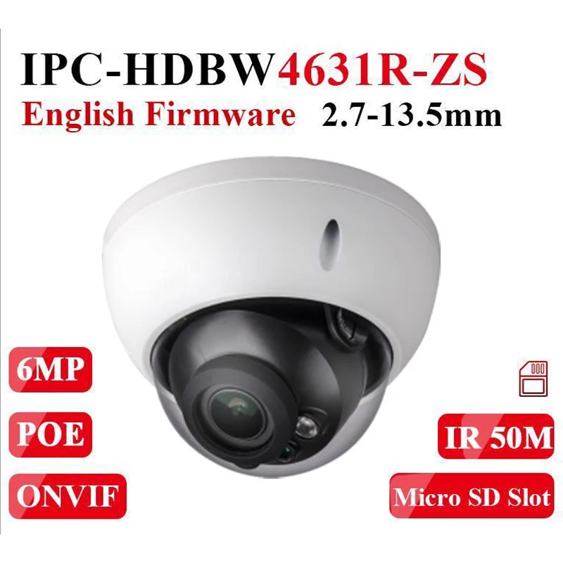 

Dahua Motorized Zoom Camera IPC-HDBW4631R-ZS Day Night CCTV Camera with 50M IR Range Vari-Focus Network Camera H.265 6mp Camera