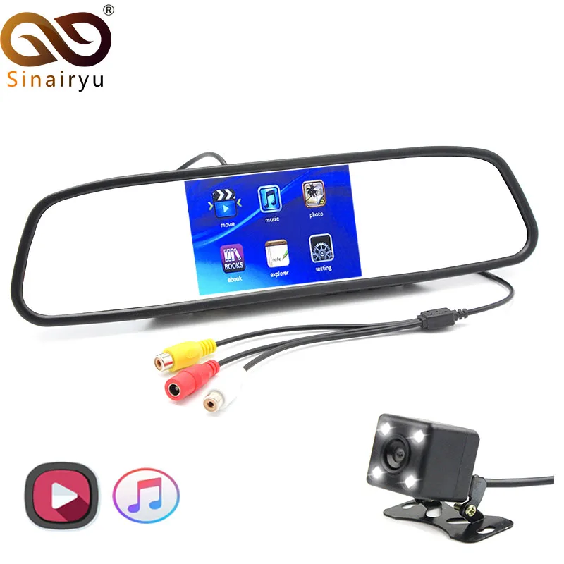 

HD 1080P FM Transmit Video Player 4.3 inch Car MP4 MP5 Mirror Parking Monitor With 4 LED Night Vision Rear View Camera